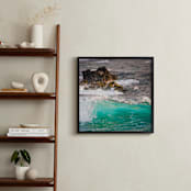 "Wave Crashing on Lava Rocks" - Art Print in wave blue green by Mary Ann Glynn-Tusa - In a Room