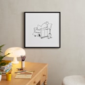 "Pooh Lounging | Winnie The Pooh" - Art Print in White by Stefanie Lane - In a Room