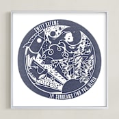 "Sweet Dreams 'til Sunbeams Find You " - Personalized Art Print in Navy by Tanya Lee of Frooted Design - Framed