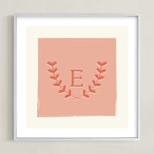 "Laurel" - Personalized Art Print in Coral by Kim Dietrich Elam - Framed
