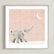 "Moon Balloon Too" - Art Print in Blush moon by Maja Cunningham - Framed