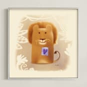 "Lion Purple Heart" - Art Print in Tan by Tracy Ann - Framed