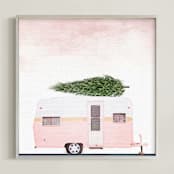 "Cotton Candy Christmas" - Art Print in Cotton candy pink by Maja Cunningham - Framed