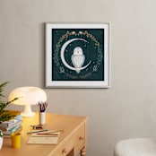 "Moon and Owl" - Art Print in Midnight by Hannah Williams - In a Room