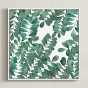 "Leafy Bowers" - Art Print in Emerald Green by Natalie Ryan - Framed Canvas