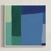 "Structured Rainbow 3" - Art Print in Blue by Anna Veit Nowak - Framed Canvas