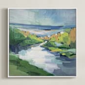 "River Flow" - Art Print in La mer by Alysia Quisenberry - Framed Canvas