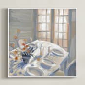 "You're Always Invited" - Art Print in Lavender Gray by Khara Ledonne - Framed Canvas