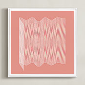 "pink and lines mid" - Art Print in coral pink by Marco Berrios - Framed Canvas