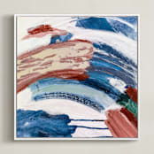 "Yin & Yang II" - Art Print in Indigo + Orange by Mary Gaspar - Framed Canvas