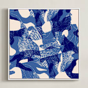 "Bird flight" - Art Print in Matisse Blue by Oana Prints - Framed Canvas