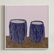 "Benevolent Ceramics I" - Art Print in Deep Dark Blue by Danushka Abeygoda - Framed Canvas