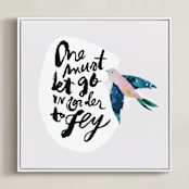 "Fly" - Art Print in Dove by Lori Wemple - Framed Canvas