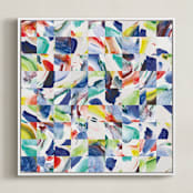 "Bright Collage" - Art Print in Sapphire Blue by Sheron Osiobor - Framed Canvas