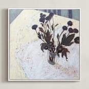 "Still life with Chrysanthemums" - Art Print in Dried Chrysanthemum by Ayna Paisley - Framed Canvas