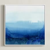 "evening reflection" - Art Print in midnight blue by Kate Ahn - Framed Canvas
