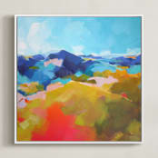 "Blue Ridge" - Art Print in Blue by Jess Franks - Framed Canvas