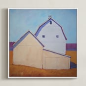 "Sensing Spring" - Art Print in Cyan Sky by Carol C. Young - Framed Canvas