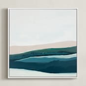 "Seascape at Dusk" - Art Print in gray blue by Caryn Owen - Framed Canvas