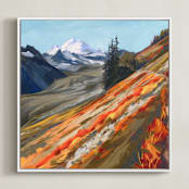 "Mount Baker in Autumn" - Art Print in Autumn Flame by Khara Ledonne - Framed Canvas