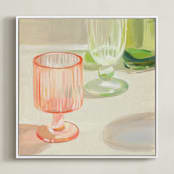 "Rainbow Glassware I" - Art Print in Peach by Jenny Westenhofer - Framed Canvas