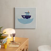 "Vehicles Boat" - Art Print in blue by Lori Wemple - In a Room
