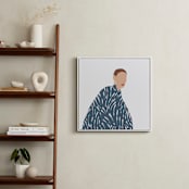 "A girl with a coat" - Art Print in Dark Chambray by Efrat Ofek - In a Room