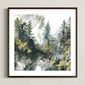 "Forest Mist" - Art Print in White by Anne Kostecki - Framed