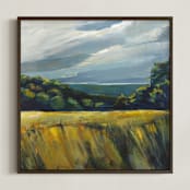 "Sky of Grey" - Art Print in Grey and Golden by Michele Norris - Framed
