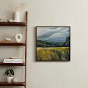 "Sky of Grey" - Art Print in Grey and Golden by Michele Norris - In a Room