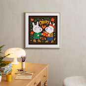 " Cozy Up with Winter Cheer" - Art Print in Bright Red Orange by Sehee Lee - In a Room