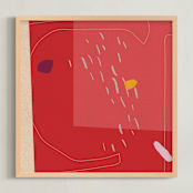 "Double cheese" - Art Print in Josef Albers Orange by Alain Castoriano - Framed