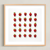 "Strawberries" - Art Print in Ruby Red by Heather Deffense - Framed
