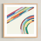 "Rainbow Rollercoaster" - Art Print in Vintage by Emily Kariniemi - Framed
