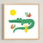"Basking In The Sun" - Art Print in Alligator Green by Oscar and Emma - Karly Depew - Framed