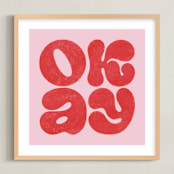 "OKAY" - Art Print in Strawberry by Sam Dubeau - Framed