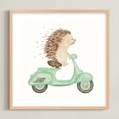 "Fast Riders II" - Art Print in Sage by Francisca Reyes - Framed