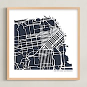 "Filled Map: Custom Print" - Custom Print in Midnight Blue by Minted - Framed
