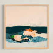 "Abstract Seascape Crashing Waves" - Art Print in turquoise blue by Caryn Owen - Framed