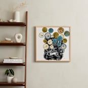 "Graphic floral arrangement" - Art Print in Mid-Century Blue by Bethania Lima - In a Room