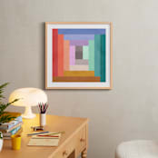 "Modern Quilt Geometric" - Art Print in Brights by Field and Sky - In a Room