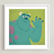 "Sulley & Mike I" - Art Print in Monster Green by Kiersten Garner - Framed
