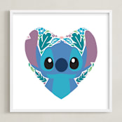 "Botanical Stitch" - Art Print in Surf by Jessie Steury - Framed