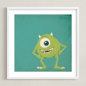 "Mike from Disney and Pixar's Monster's Inc" - Art Print in Green by Kiersten Garner - Framed