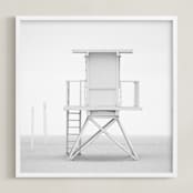 "Iconic Lifeguard tower" - Art Print in Neutral Grey by Kate Houlihan Photography - Framed