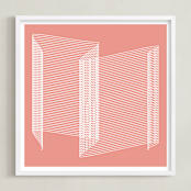 "pink and lines" - Art Print in coral pink by Marco Berrios - Framed