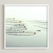 "Soft Landing" - Art Print in Lake by Debra Pruskowski - Framed