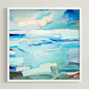 "Beach Day II" - Art Print in Aqua by Cristina Marie - Framed