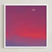 "Crescent Moon and Purple Skies" - Art Print in Elegant Purple by James Derit - Framed