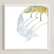 "Fox Shadow" - Art Print in shadow grey by Natalie Groves - Framed